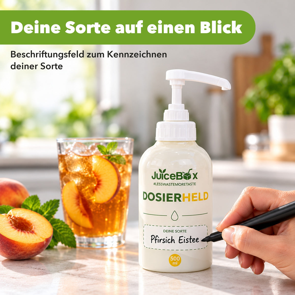 Beschriftungsfeld des Dosierhelds für deine Sorte