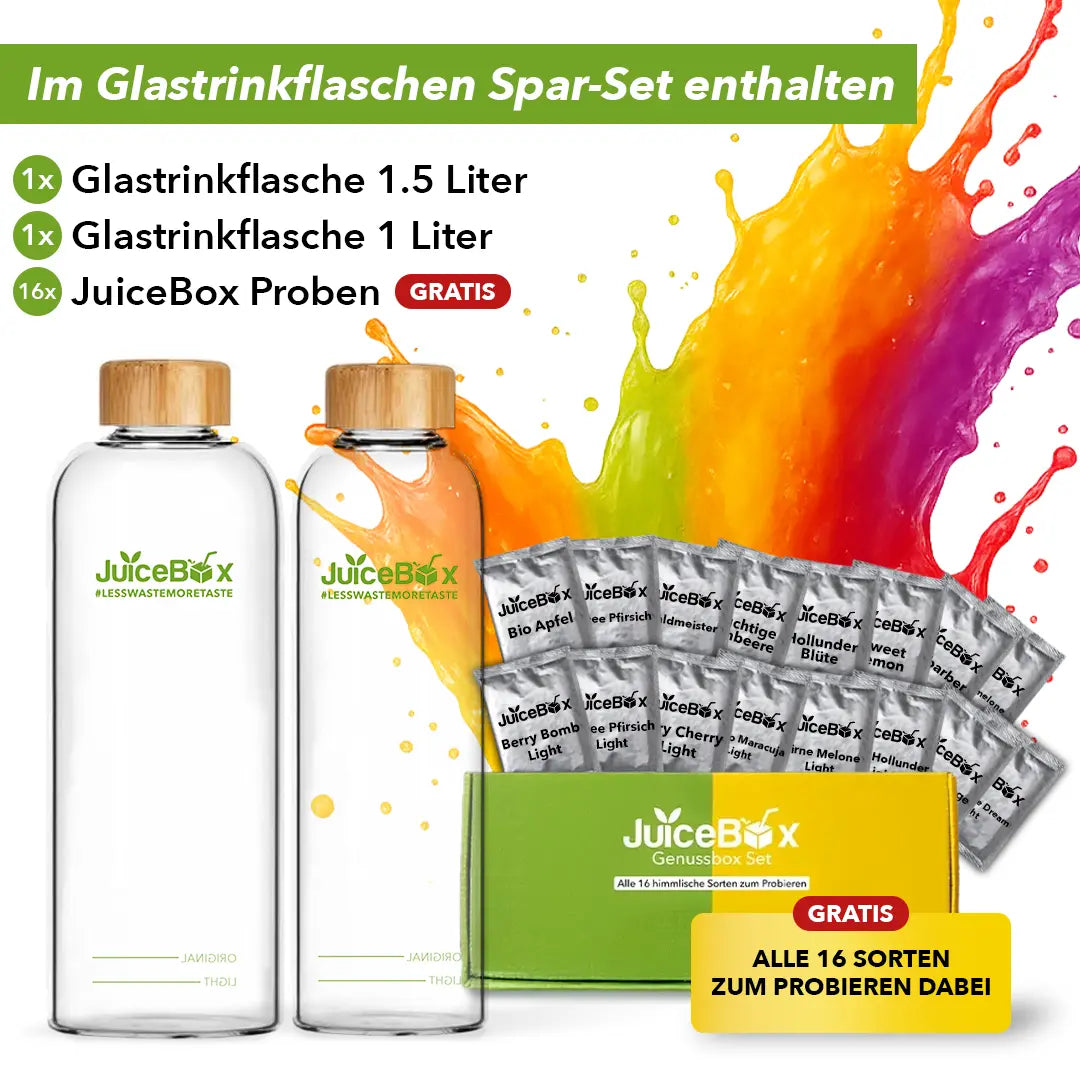 JuiceBox™ Glastrinkflaschen Spar-Set