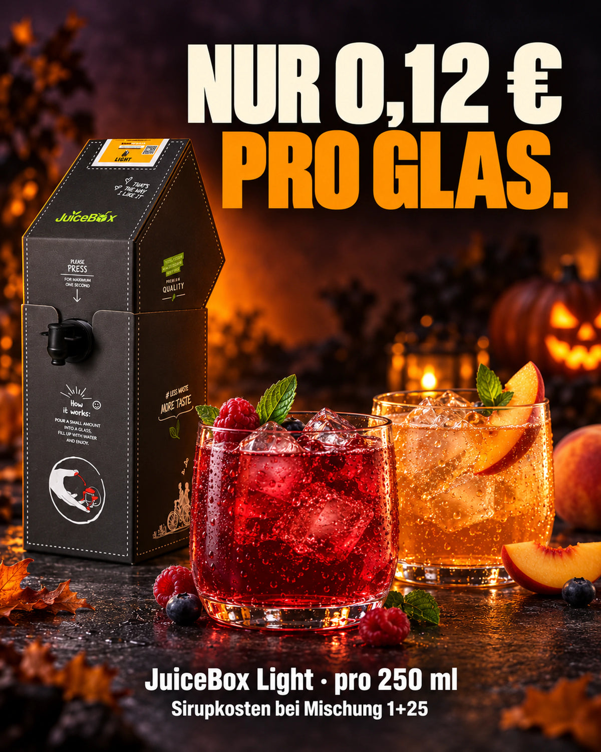 JuiceBox Light: nur 0,12 € pro Glas