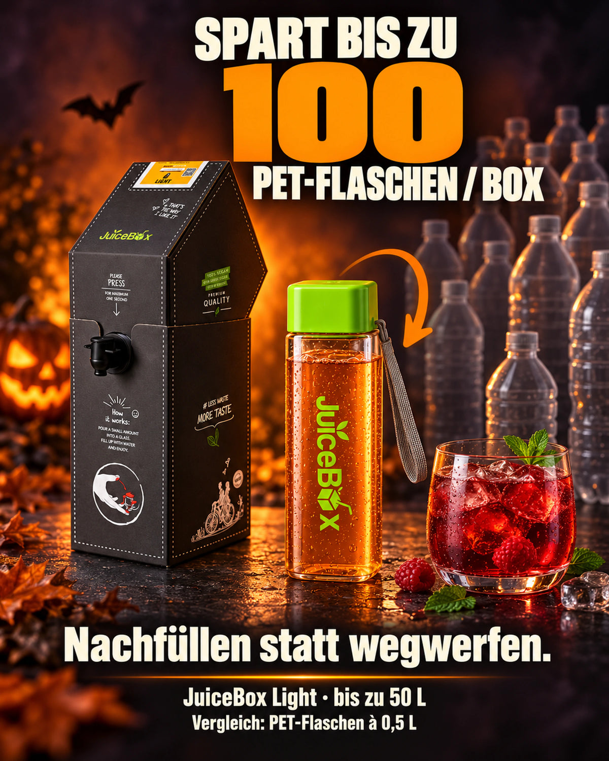 Spart bis zu 100 PET-Flaschen pro Box