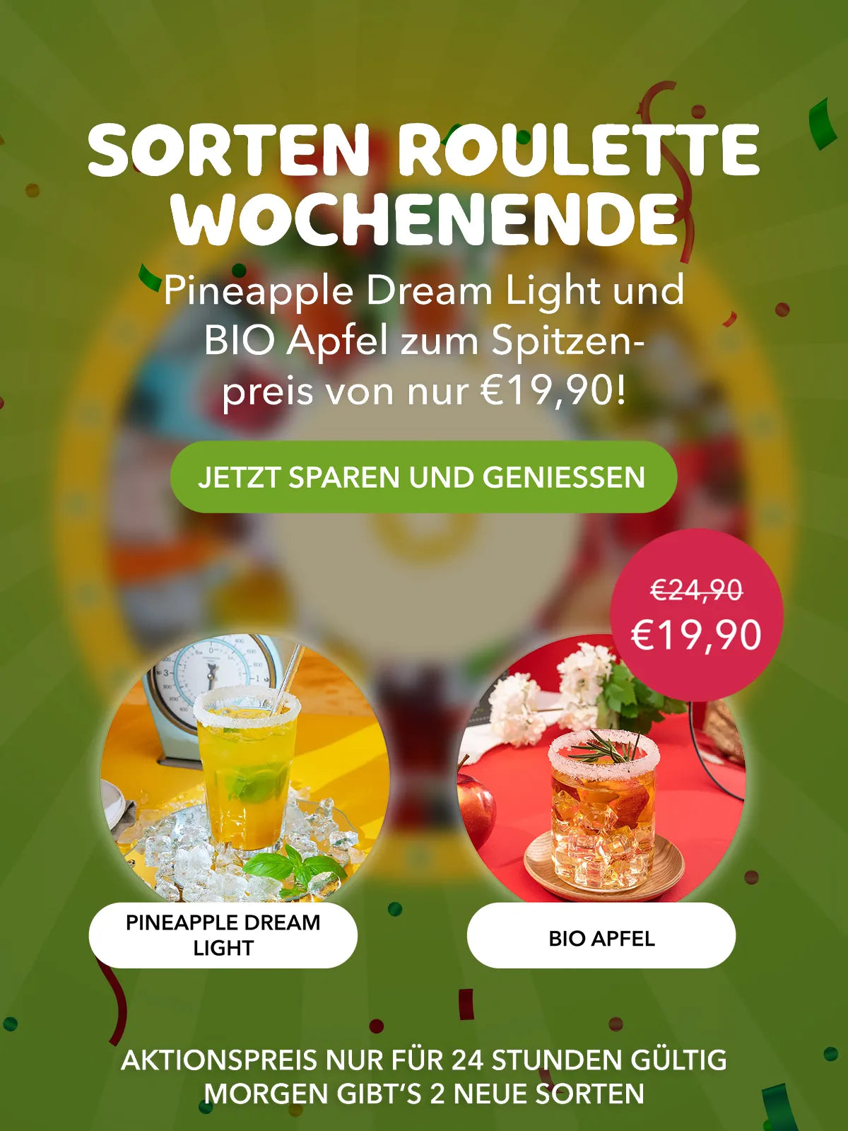 Promotion for free glass straws with purchase of four boxes.