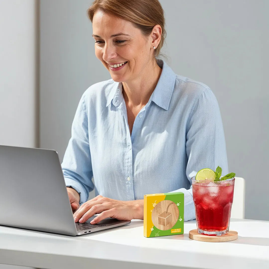 JuiceBox™ Holz-Untersetzer