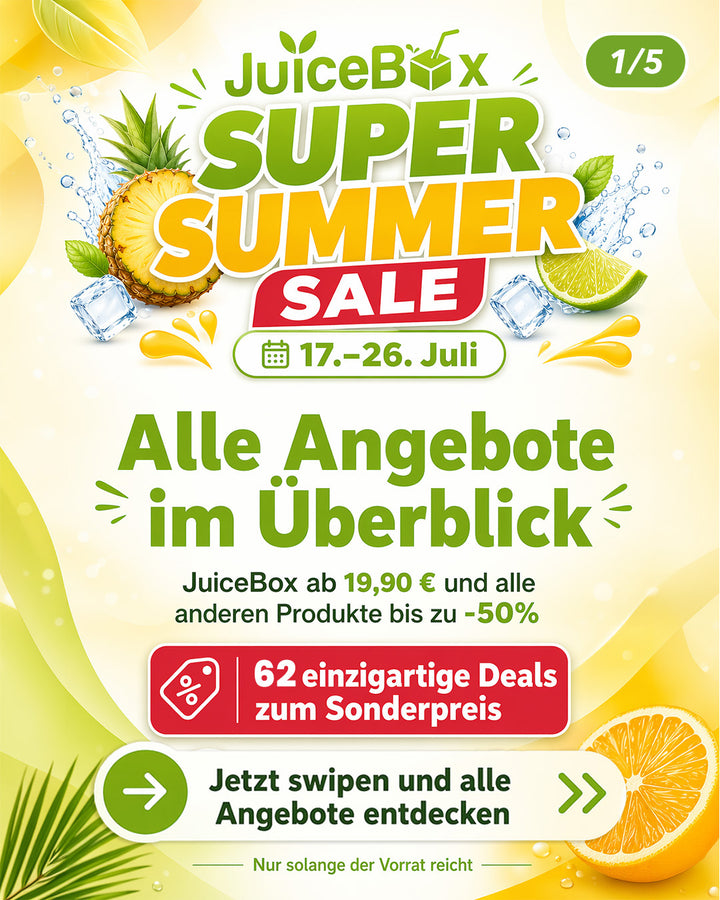 Alle Angebote im Überblick: JuiceBox ab 19,90 € und alle anderen Produkte bis zu −50%